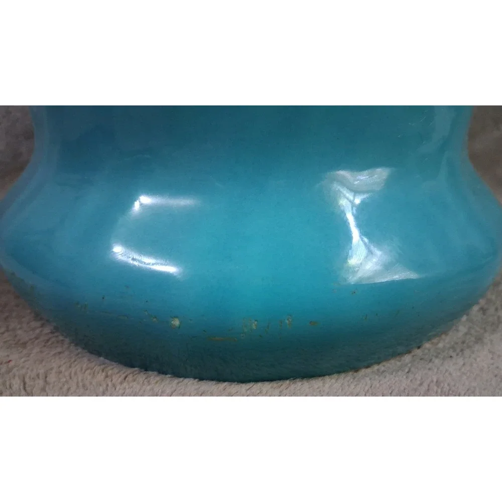 Bauer Pottery USA Turquoise Blue Swirl Flared Ceramic Vase 12.5